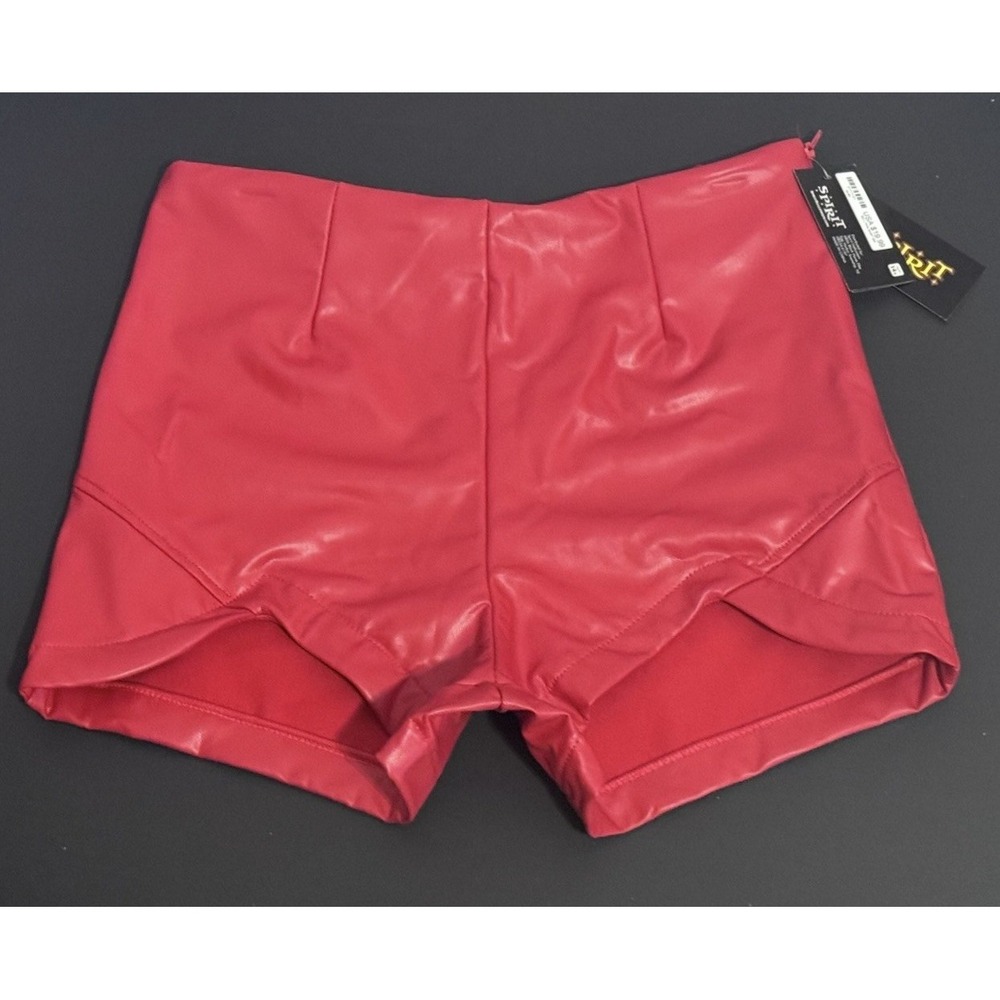 Spirit Halloween Faux Leather RED High Waisted Shorts Womens NEW